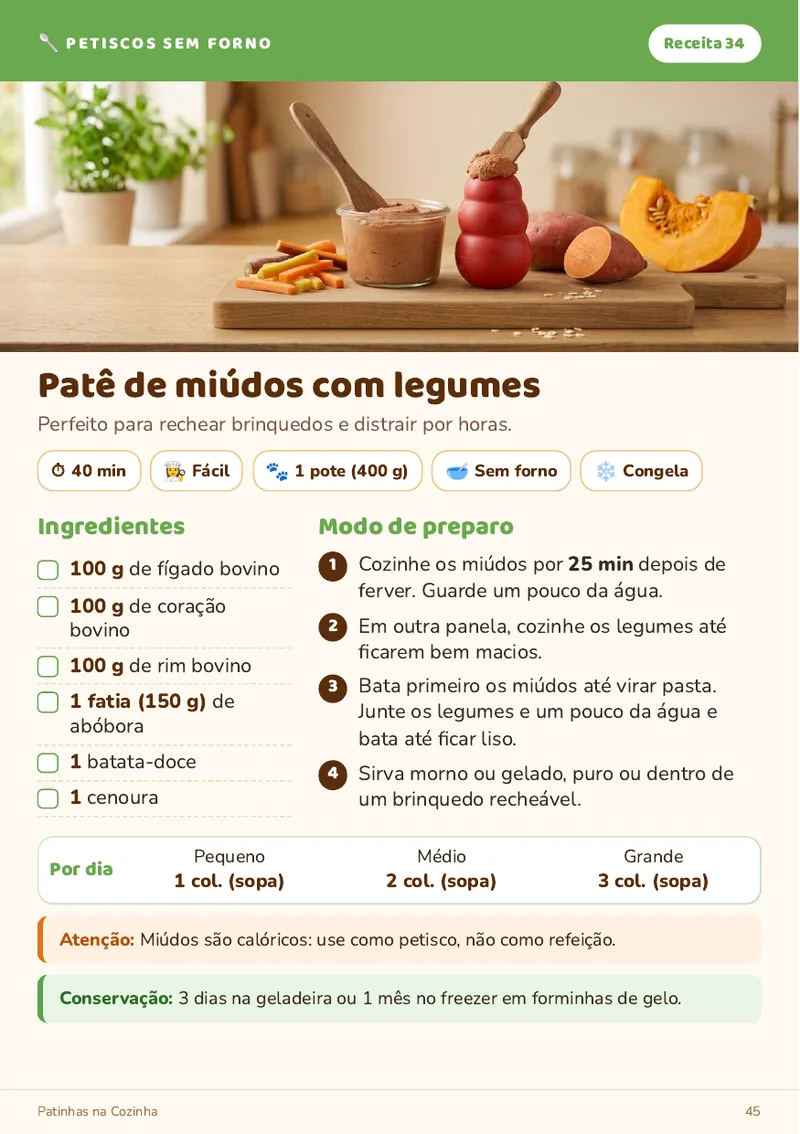 Receita 34: Patê de miúdos com legumes